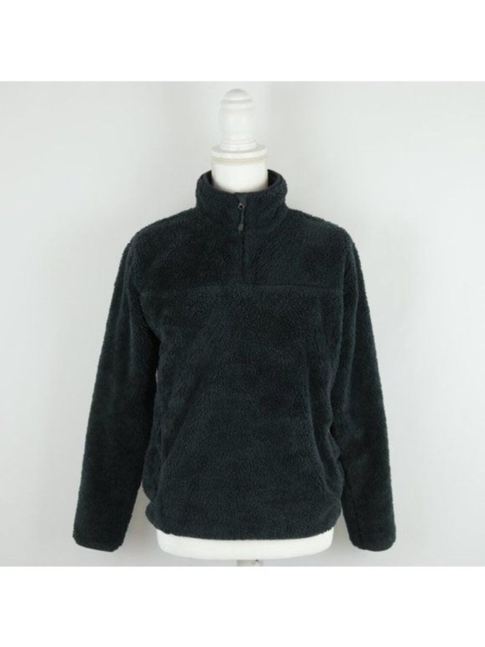 Eddie Bauer Women's Small Gray Sherpa Fleece 1/4 Zip Pullover